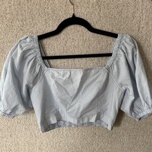 AERIE Cropped Square-Neck Blue and White Stripe, size Small. NWOT.